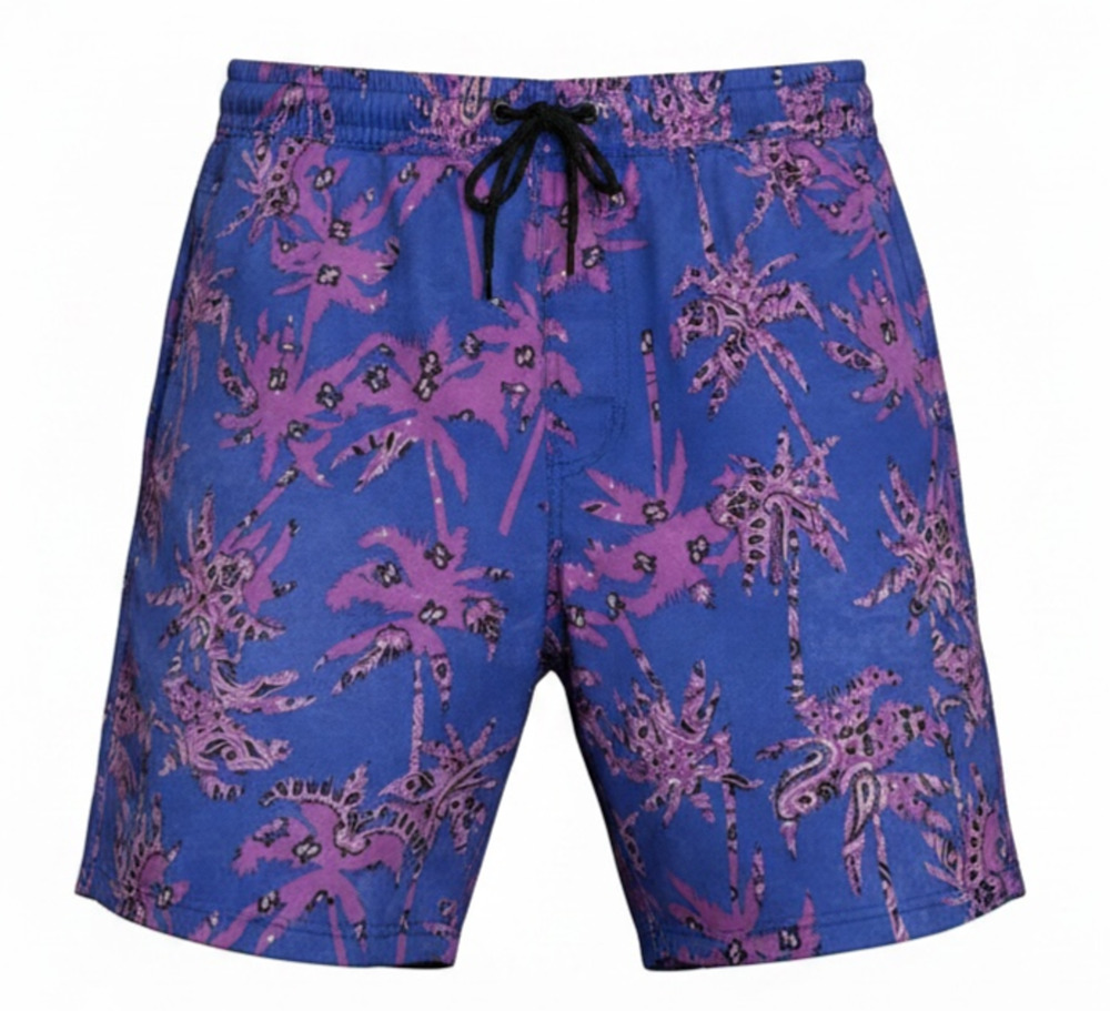 Men’s Size Large Purple Paisley Tropical Shorts Streetwear Summer Vibe